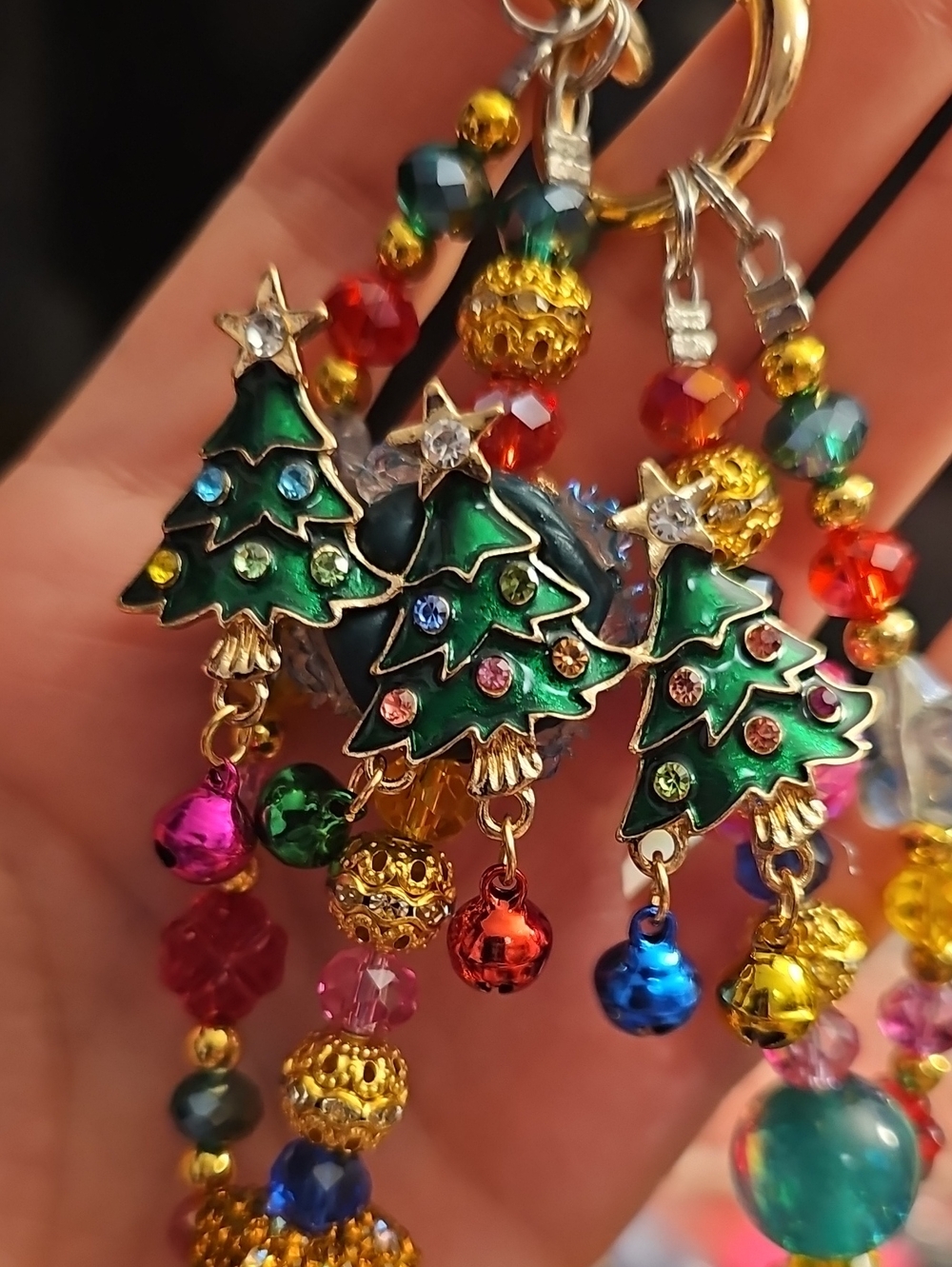 Festive Green Christmas Tree Dangle Purse Charm